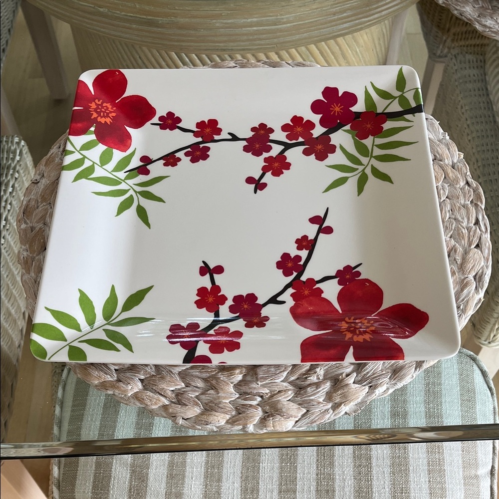 Melamine beautiful cherry blossoms square plates
